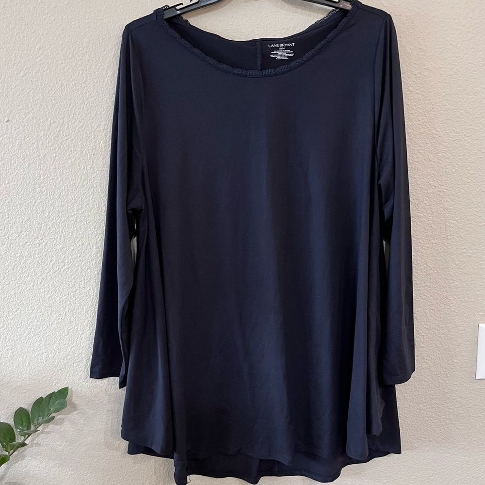 Lane Bryant 22/24 Navy Boatneck Long-sleeve Swing Tee